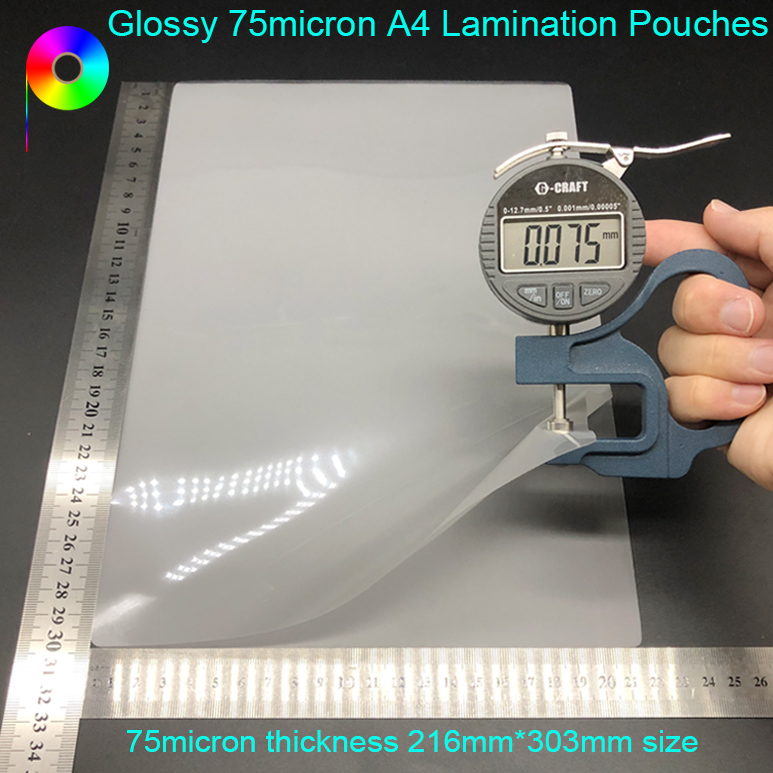 3mil 8.5''×11.9'' 75micron A4 Size Gloss Polyester Lamination Film for Prints Lamination